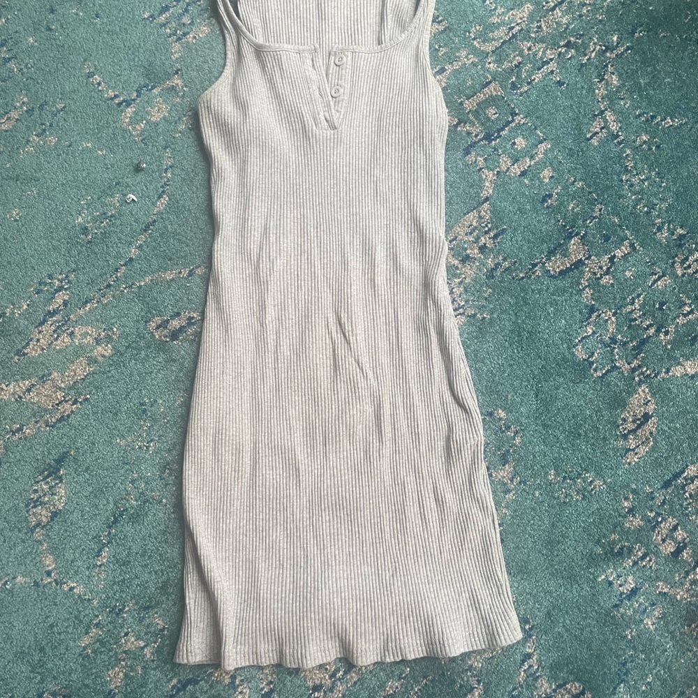 SHEIN Light Gray Ribbed Mini Dress